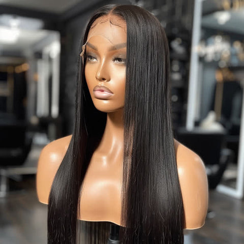 Silky Straight Glueless 5x5 HD Lace Closure Wig – Natural Black