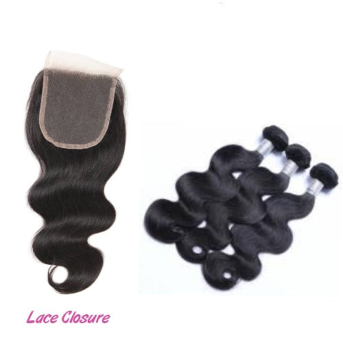 Premium Body Wave Bundles with Silk or Lace Closure Set